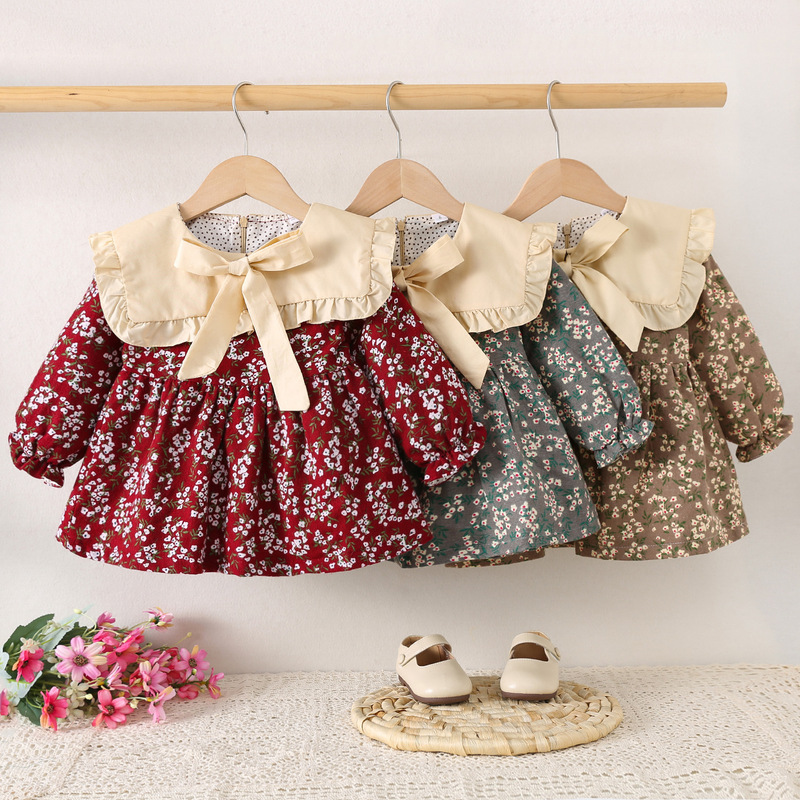845 Children's Clothing Girls Spring & Fall New Long-Sleeved Dress Infants and Toddlers Baby Girl Korean Style Floral Princess Dress 845 Children's Clothing Girls Spring & Fall New Long-Sleeved Dress Infants and Toddlers Baby Girl Korean Style Floral Princess Dress