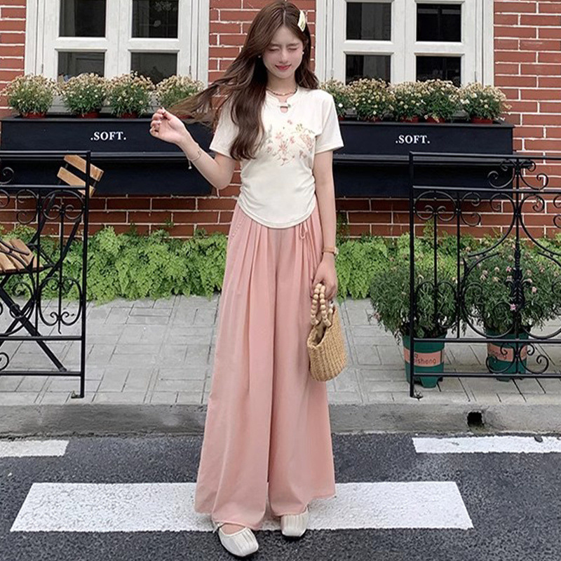 기질 살구 투피스 탑 + 바지