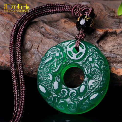 Agate chalcedony Pixiu peace buckle pendant multi-color jade jade peace ring jade pendant live supply wholesale