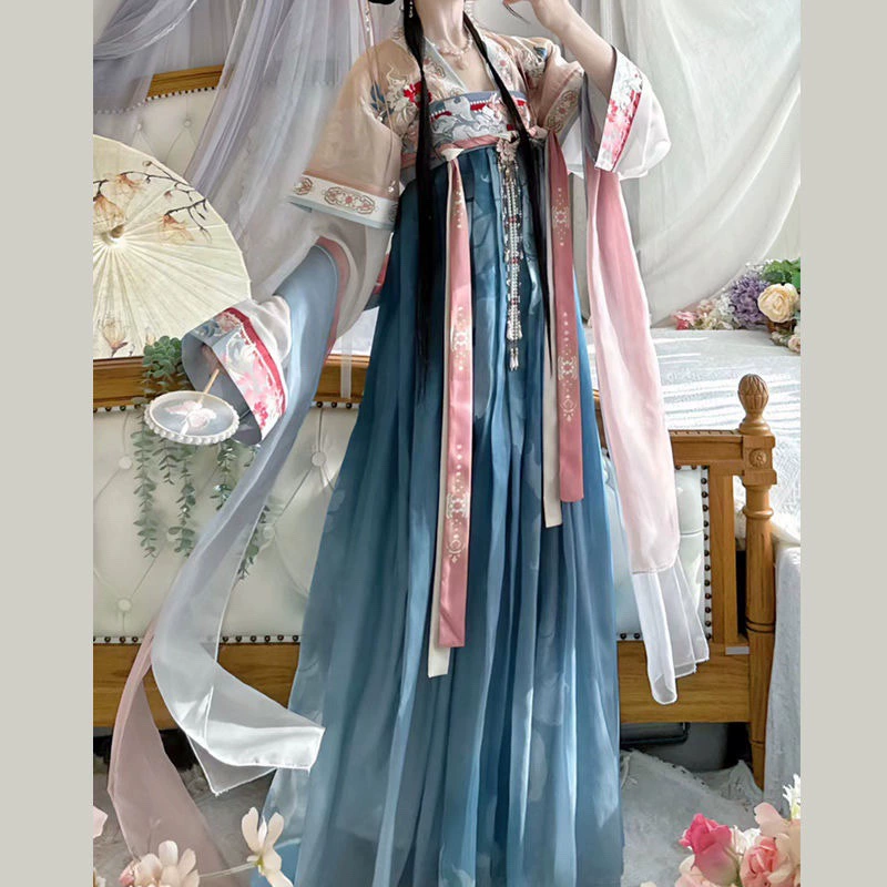Подруга для взрослых Hanfu Yunxi Miani Tang Ци грудь плиссированная юбка с вышивкой, ежедневная тонкая весна и осень