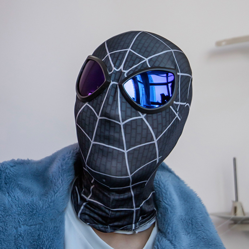 3鋼鉄のスパイダーマンの連体のマイルズのマスクの服装のcos英雄の遠征の頭のカバーのマスクは目のマスクを責めます。|undefined