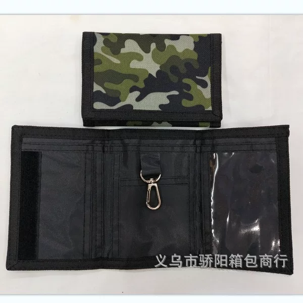 Anti-Theft Cross-Border Men's Wallet, Men's Ultra-Thin Camouflage Fabric Wallet, Foldable Polyester Money Pouch, Short Style Oxford Cloth