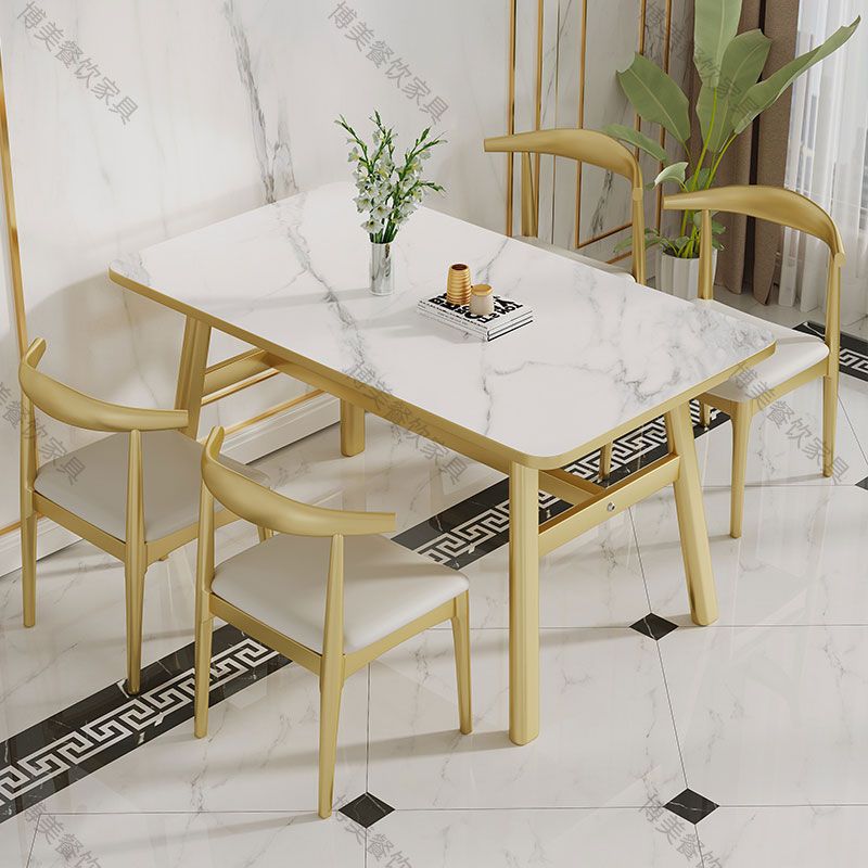 小户型现代简约餐桌休闲椅长方形快餐厅桌椅家用餐桌组合饭桌桌子