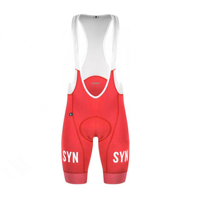 Pantalones de ciclismo naranjas y rojos + tirantes blancos
