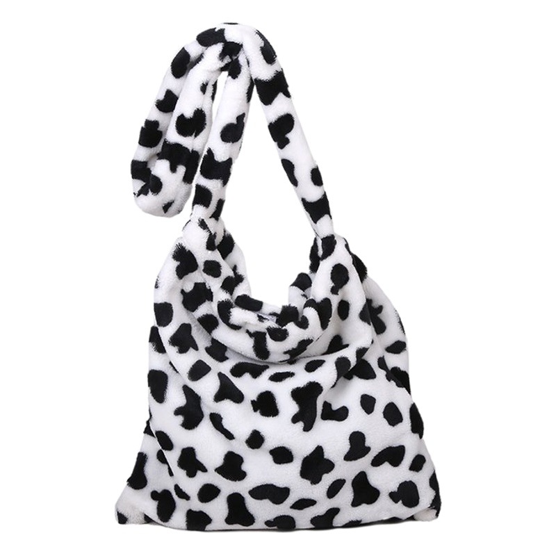 Bolsa de felpa para mujer Otoño e Invierno nueva moda 2023 hombro mensajero bolsa vaca estilo occidental gran capacidad estudiante bolsa