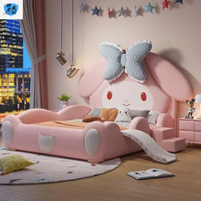 儿童床公主床女孩带护栏卡通卧室创意轻奢少女ins网红单床