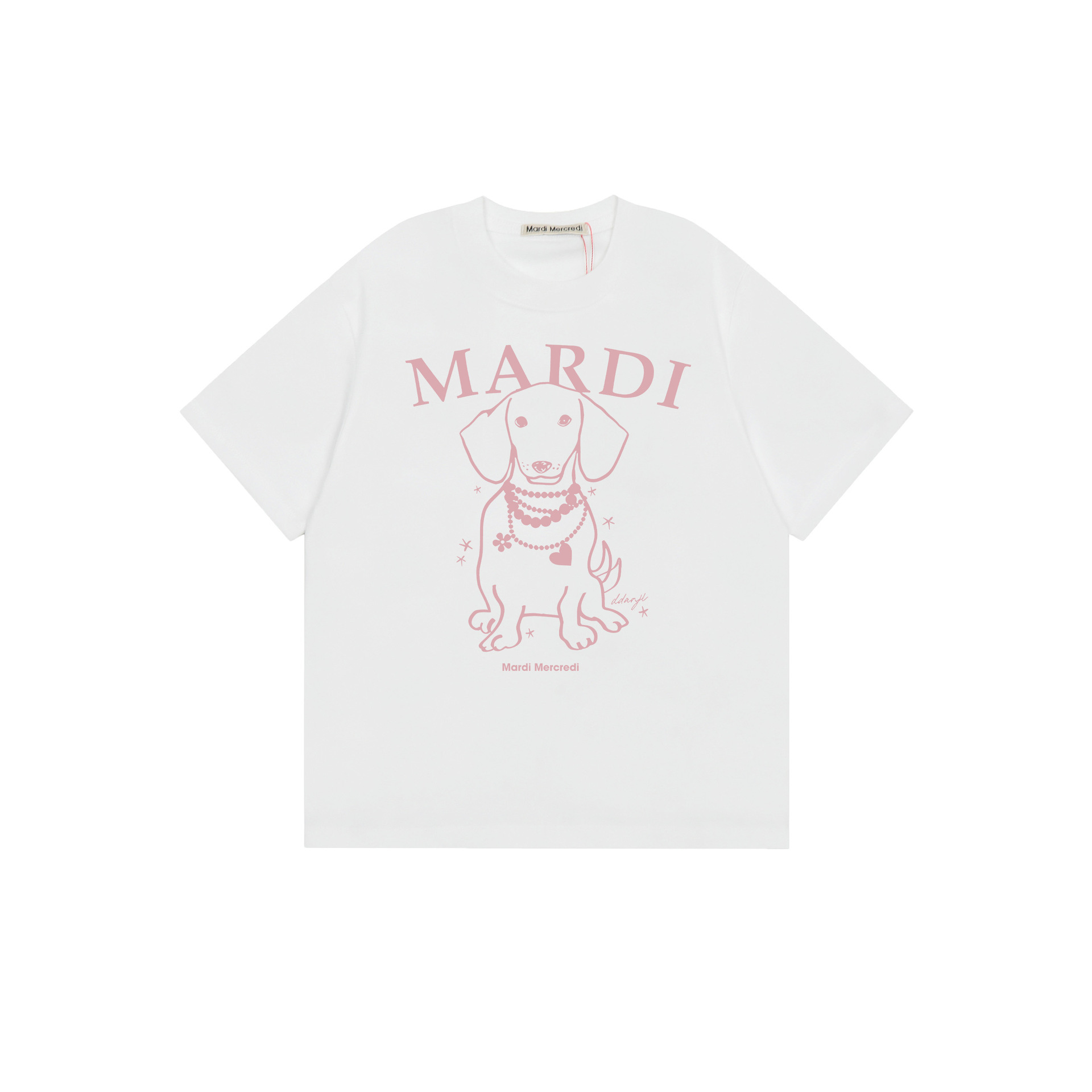 2025 新マルディ半袖右肩スリムフィットゴールドハイシルバー同スタイルデイジードックスフード犬 Tシャツホットガール着用