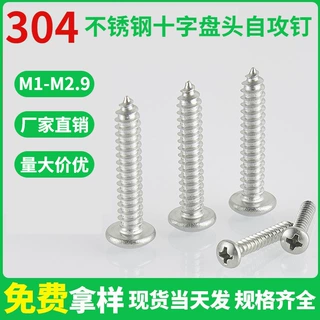 源头厂家十字盘头自攻螺丝304不锈钢圆头蘑菇头M1-M2.9 自攻螺钉