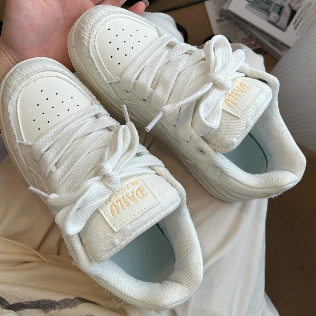 Retro ins-viento zapatos de mujer nicho blanco skateboardería zapatos nuevos zapatos blancos de pareja zapatos casuales