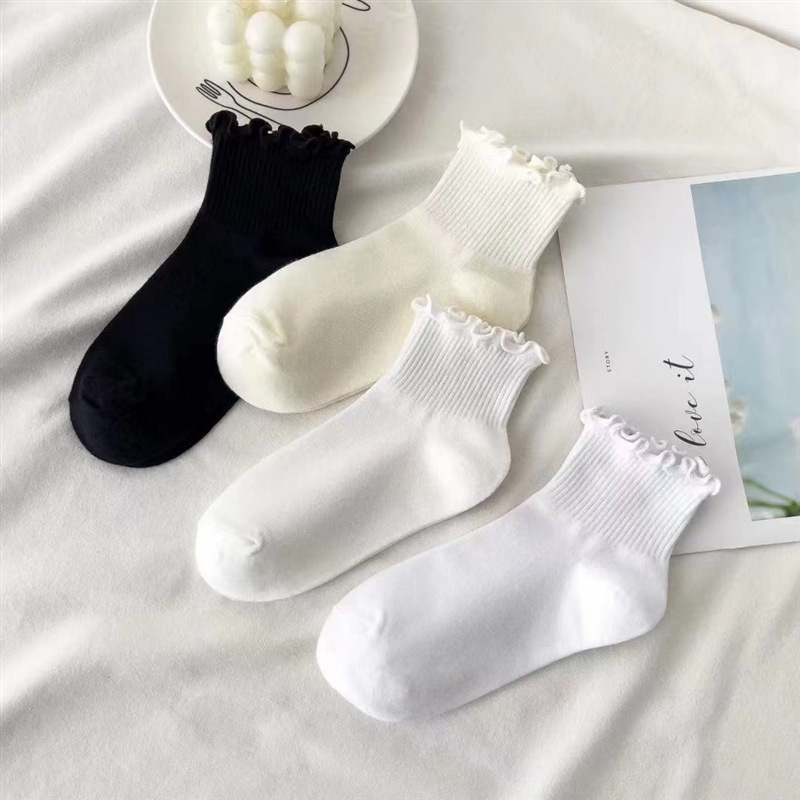 Fungus lace white socks women's spring and summer socks ins trendy cute Japanese jk summer thin cotton short socks Fungus lace white socks women's spring and summer socks ins trendy cute Japanese jk summer thin cotton short socks