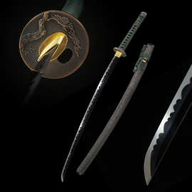 外贸批发一体手工日本刀东洋长刀居合道刀剑黑色兵器katana未开刃