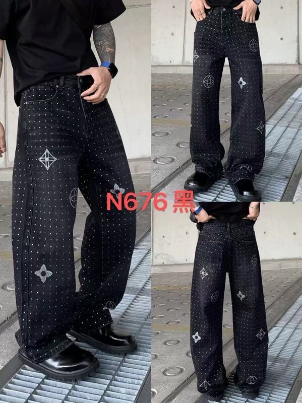 Men's Jeans  High-Quality American Trendy Rhinestone Denim|undefined