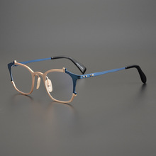 日本手工超轻眼镜个性不规则方框男女纯钛镜架可配近视防蓝光复古