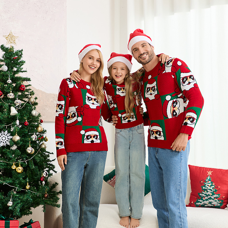 2026 pop transfronterizo Papá Noel padres e hijos Europa y América pareja de Navidad casual suéter de navidad de manga larga image 7