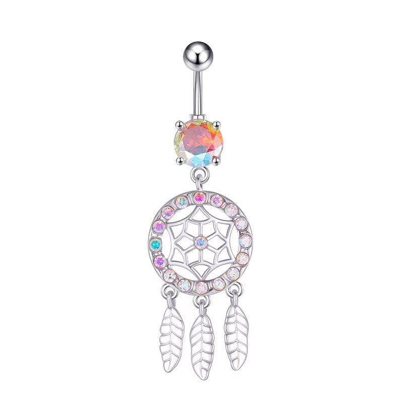 Piercing all'ombelico con pietra occhio di gatto super scintillante, intarsiato a mano e a forma di stella e luna, direttamente dalla fabbrica_voghion.com