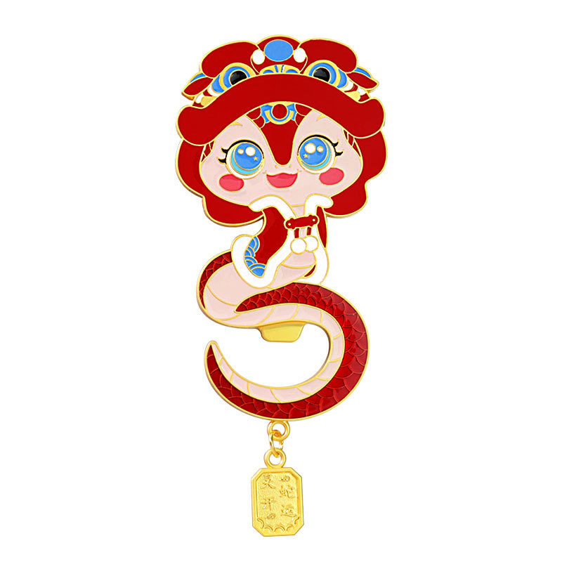 뱀의 새해 병따개, 행운을 빌어요 금속 병따개 냉장고 자석, 뱀의 해의 애국적인 트렌드 새해 작은 선물