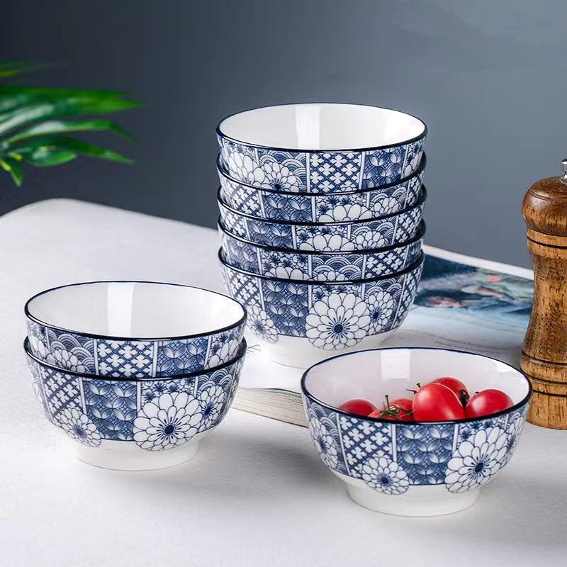 厂家 日式蓝之韵家用陶瓷饭碗青花斗碗拉面碗汤碗现代