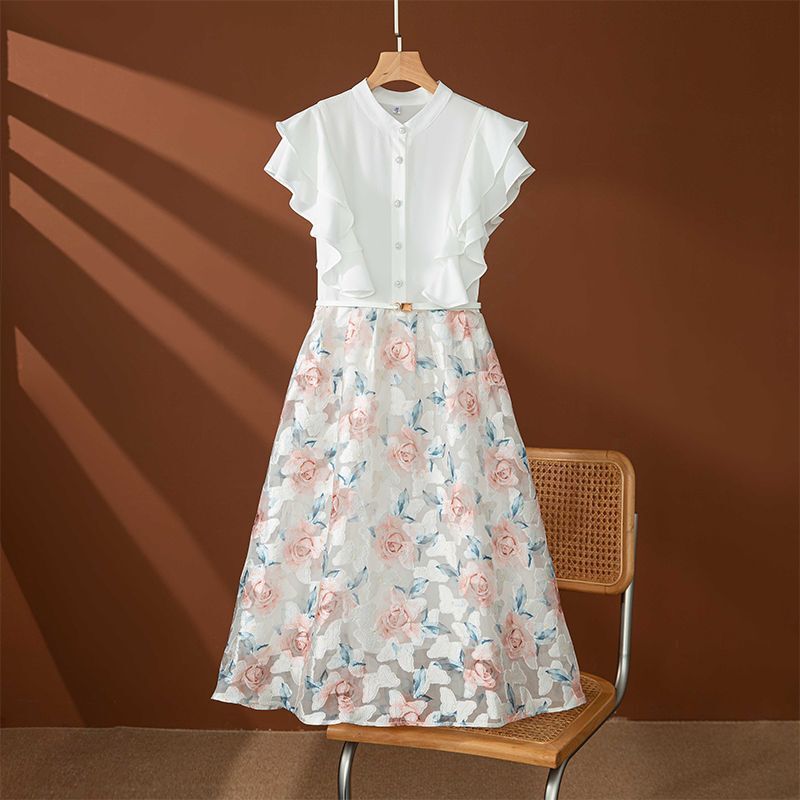 New Summer Printed Dress Designer Sweet Temperament Ladylike Short-Sleeved Embroidered White Fashion Dress for Women New Summer Printed Dress Designer Sweet Temperament Ladylike Short-Sleeved Embroidered White Fashion Dress for Women