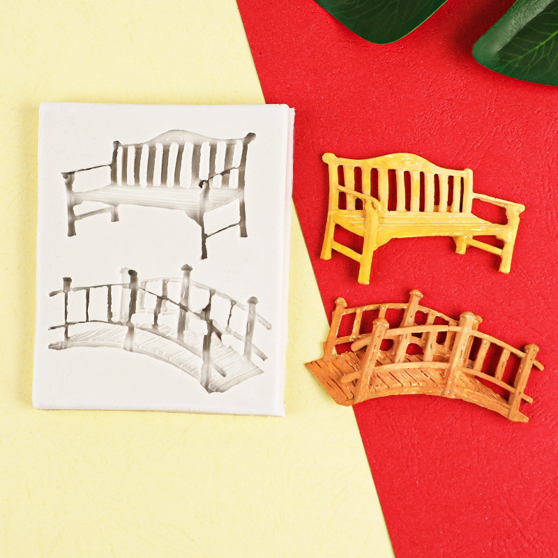 Estilo europeo retro arco puente Parque asiento molde de silicona DIY epoxi chocolate molde fondant cake Edge Decoración