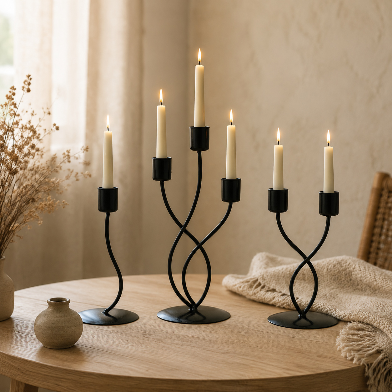Candelabro de Hierro de Mesa Estilo Europeo para Cena Romántica y Sala de Estar image 5