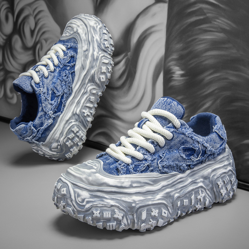 Four Seasons Designer Niche Denim Patchwork Cloth-covered Breathable Sneakers Ins Hong Kong-style Outdoor Men's Shoes TikTok Shoes Four Seasons Designer Niche Denim Patchwork Cloth-covered Breathable Sneakers Ins Hong Kong-style Outdoor Men's Shoes TikTok Shoes