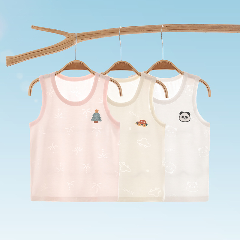 Summer Children's Thin Vest for Boys and Girls, Breathable Class a Baby Vest, Sleeveless, Soft, and Protects the Belly for Infants and Toddlers