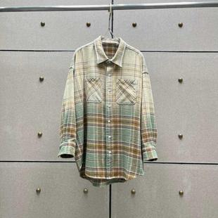 Niche New Women's Vintage Washed Old Long-sleeved Plaid Shirt Unisex Loose Slimming All-match