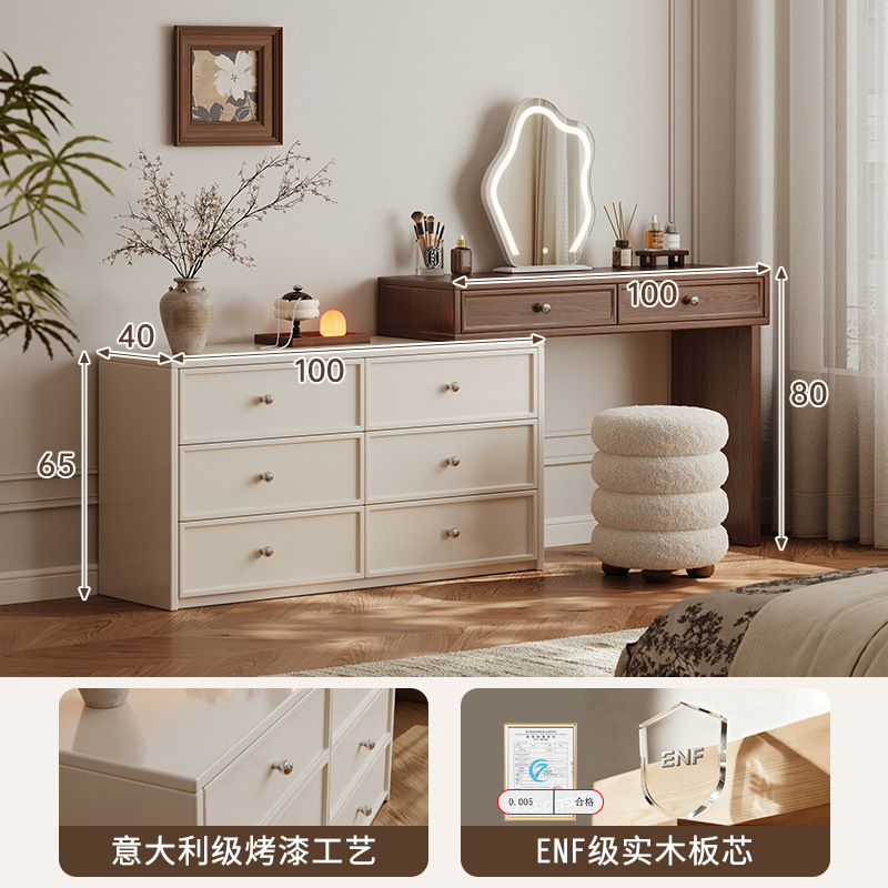 Akino estilo antiguo armario de tocador en 2025 nuevo dormitorio esquina de madera maciza dormitorio principal pintado espejo de mesa de maquillaje