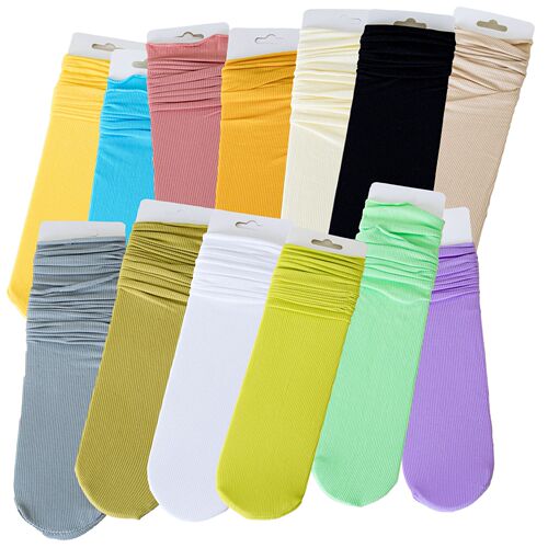 Pile socks women's thin ice socks solid color socks women's mid-calf socks summer white stockings ice stockings long summer