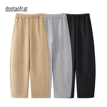 2025冬季新品女装棉质宽松紧腰带直筒休闲裤弯刀休闲裤5PAE11560