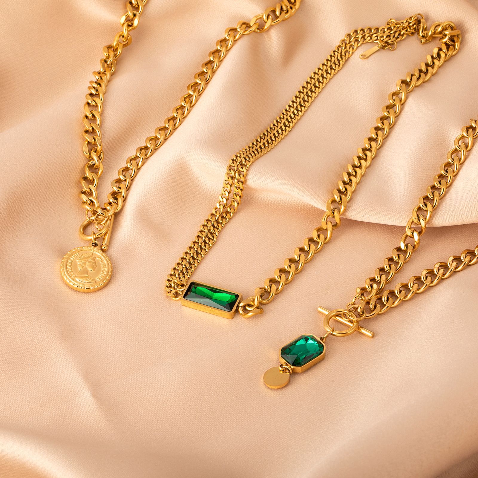 Fashion Round Stainless Steel Titanium Steel Plating Necklace 1 Piece