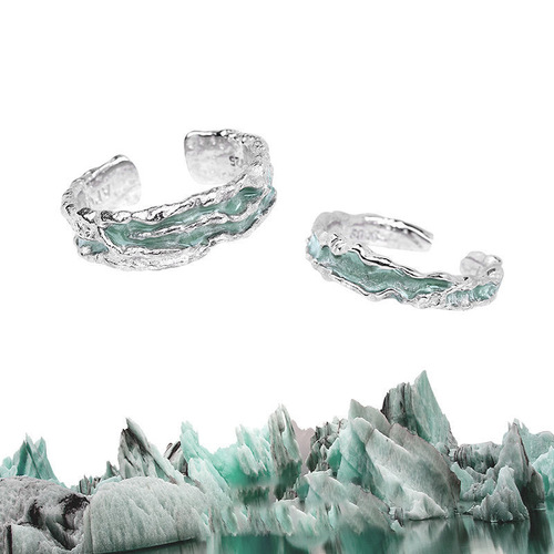 Internet celebrity mint color niche ring high-end open index finger ring cold style couple ring gift birthday gift