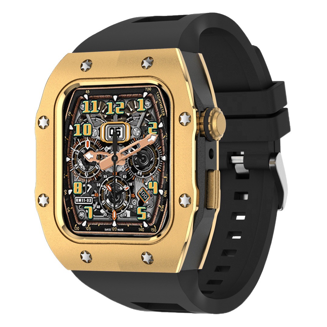 Adecuado para Apple Watch modificación Shell Apple reloj protector Shell integrado Correa armadura caja de metal 44/45