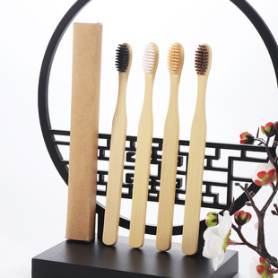 Bamboo Toothbrush Amazon AliExpress Cross-border Wooden Brush Original Bamboo Ecological Square Handle Bamboo Toothbrush Soft Hair Tooth Protection Cleaning Brush