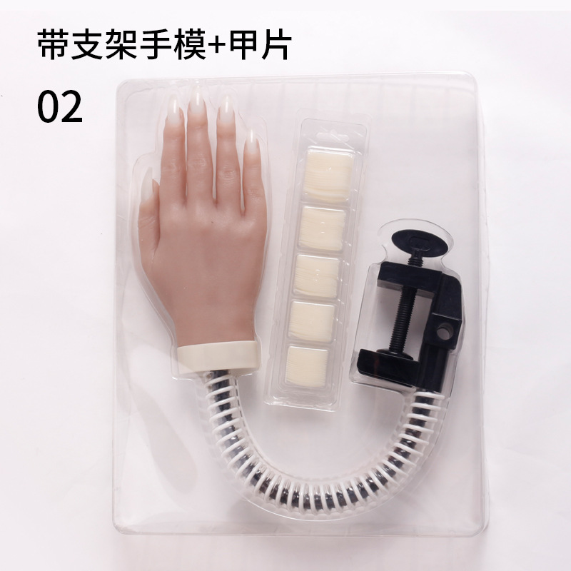 Ventas transfronterizas de manicuría de silicona pura práctica de mano modelo articulado flexible de manicuras de silicona modelo de mano artificial