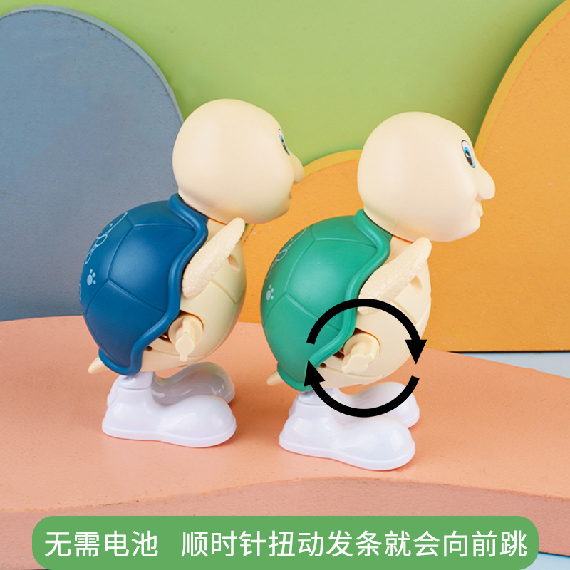 Clockwork saltando juguete cadena Jumping tortuga nostálgico de los niños pequeño juguete dibujos animados Pequeño animal puesto al por mayor