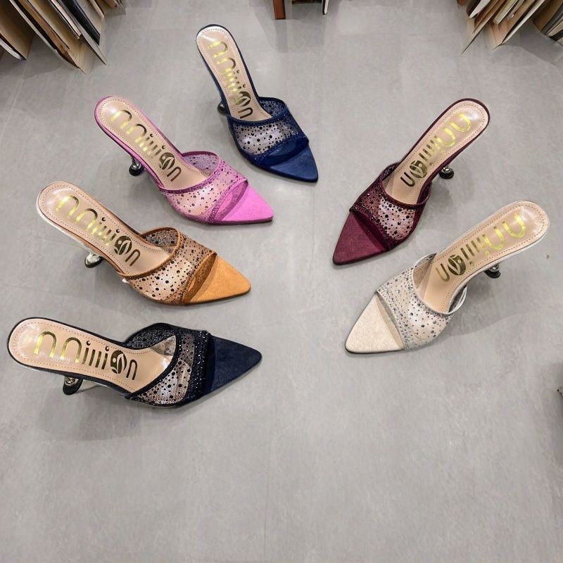 High-heeled With Rhinestones And Pointed Toe, Cross-border Women's Sandals From The Source Factory, Ultra-high Heels_voghion.com