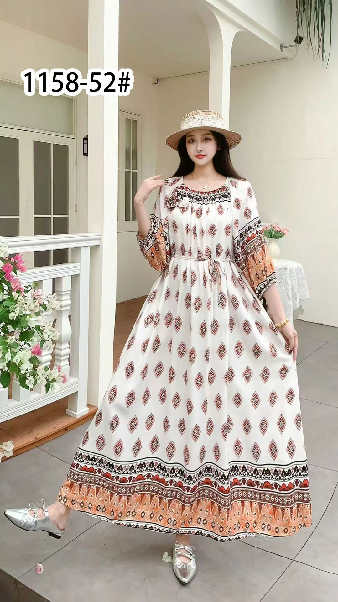 Ropa de mujer de talla grande transfronteriza europea y americana, vestido informal de algodón largo hasta la rodilla, holgado y cómodo, para verano, ropa de maternidad.