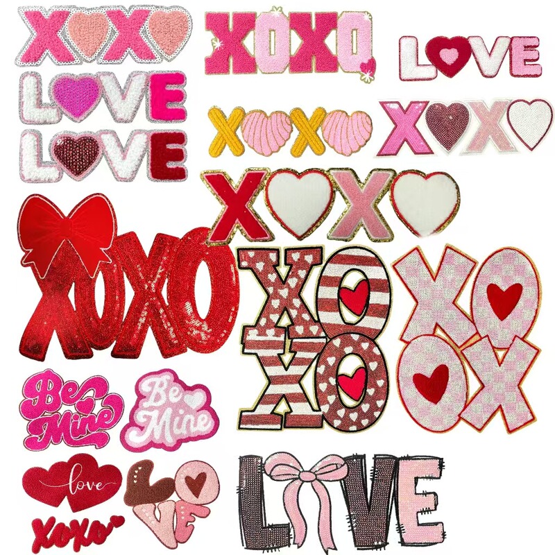 Valentine's Day Gold Source in stock Oversized 28cm Towel Embroidered Patch Cloth Sticker Large Embroidered Patch, Embroidered Patch Clothing