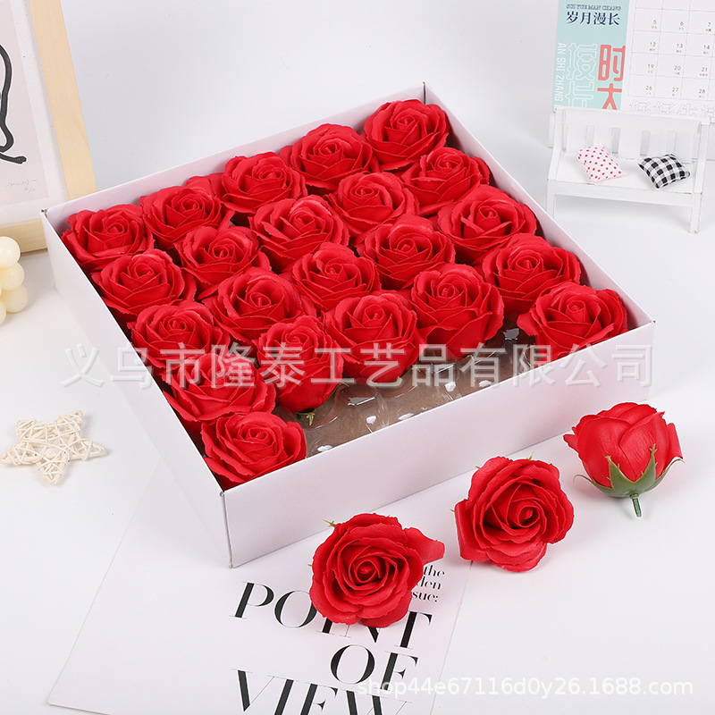 Regalo de San Valentín Caja de regalo de flor de jabón de cinco capas con base rosa ramo decorado a mano flor de jabón al por mayor