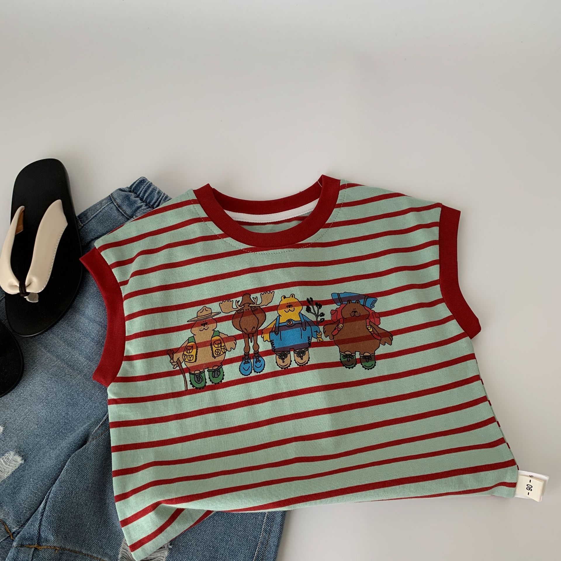 Chaleco a rayas para niños Maibao, verano para niños, ropa de verano delgada para niños, camiseta sin mangas, camiseta para niños, verano a