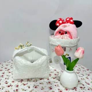 工厂定 做小清新碎花化妆包 大容量便携收纳洗漱包 毛茸茸化妆包