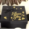 Black gift box I love you lamp raffia