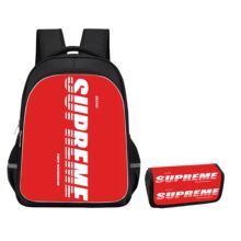 Supreme 背包跨镜男女款护脊减负休闲文具收纳笔袋两件套轻便书包