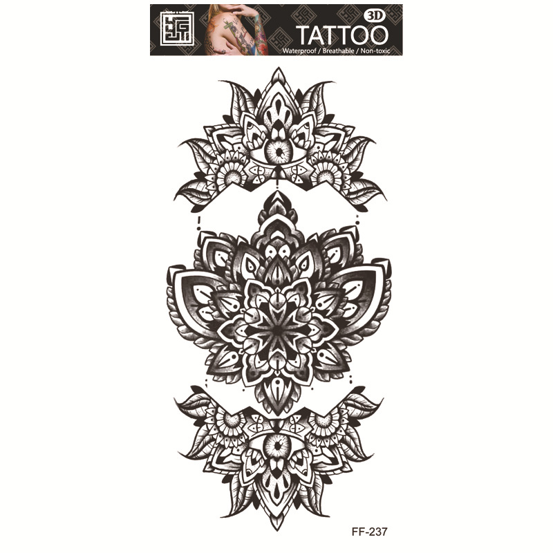 Yuanhua fábrica de pegatinas de tatuaje a prueba de agua en stock al por mayor cabeza de Lobo tótem texto árabe tatuaje pegatinas suministro transfronterizo