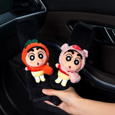 Crayon Shin-chan car seatbelt shoulder pad with floral decoration plush toy car interior accessory