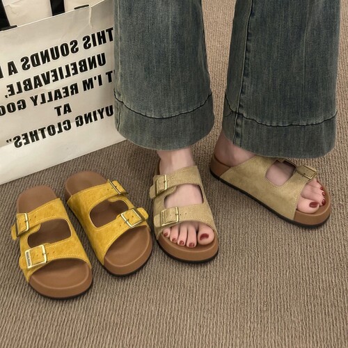 Platform sandals with platform soles for women's summer outer wear ins trend 2026 new style retro skirt height-increasing Birken sandals