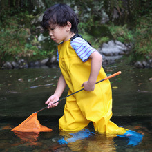 儿童玩水连体下水裤幼儿园衣服赶海小孩雨鞋男女抓鱼雨裤沙滩