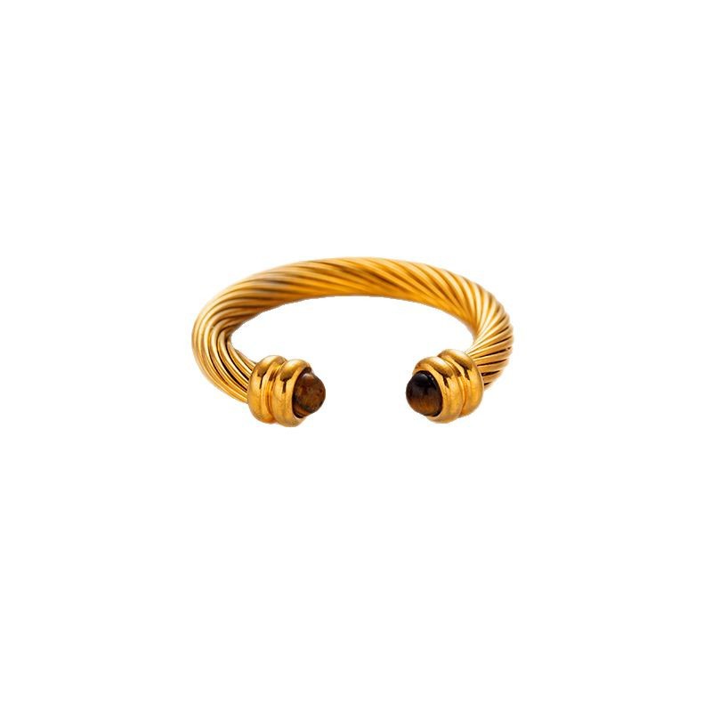 Anillo de acero inoxidable de piedra de ojo de tigre, anillo de acero inoxidable, anillo de piedra natural de alta calidad, anillo de titanio
