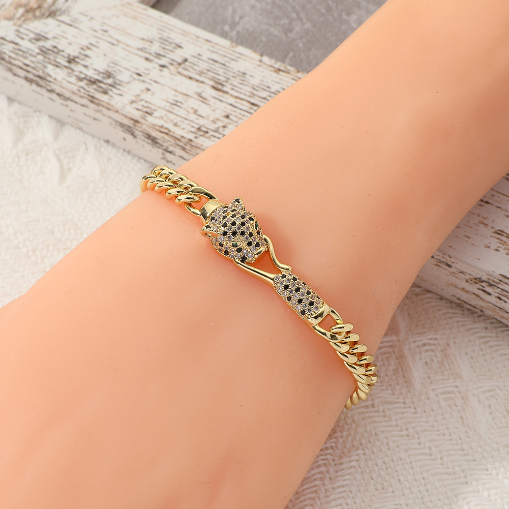 Hip-Hop Animal Copper Gold Plated Zircon Bracelets